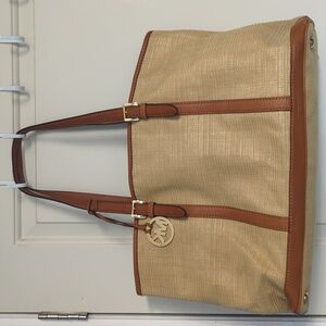Michael Michael Kors Straw and Leather Bag